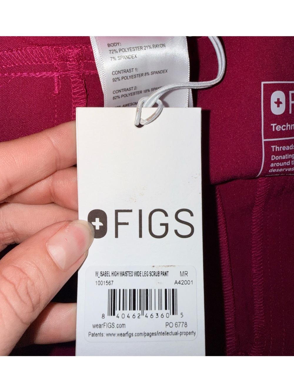 NWT FIGS Isabel High Waisted Wide Leg Scrub Pants Magenta Berry Barbiecore M - Picture 9 of 11
